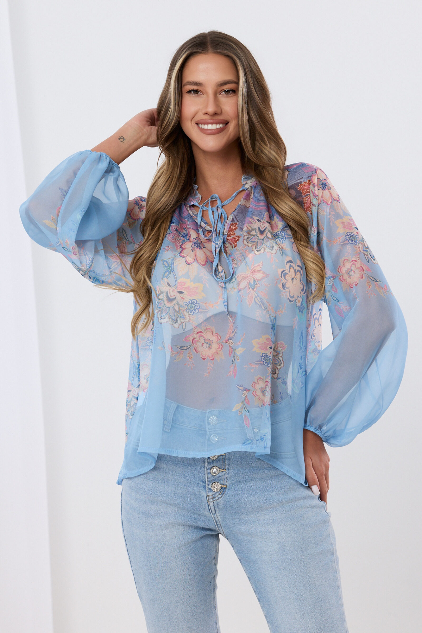 Szyfonowa bluzka w kwiaty