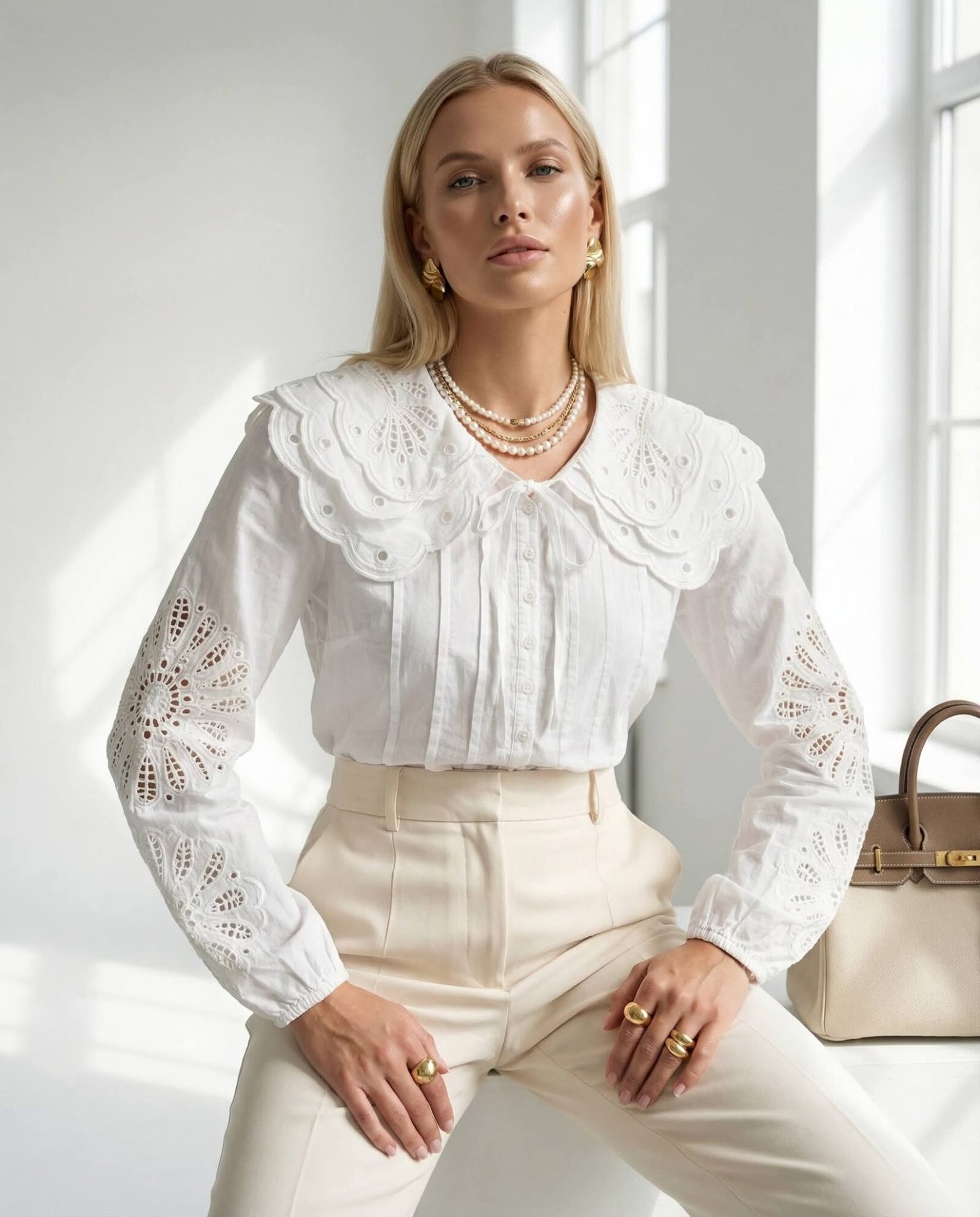 Koszula ażurowa z kołnierzem