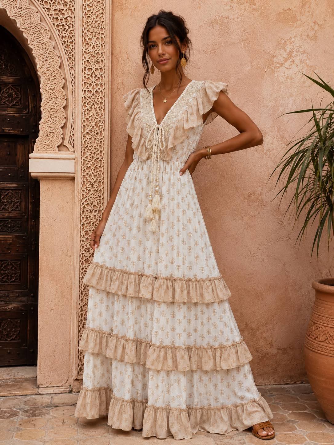 Zwiewna sukienka maxi w stylu boho